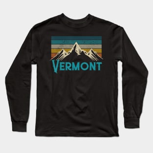 Vermont Vintage Mountains Retro Hiking Souvenir Gift Long Sleeve T-Shirt